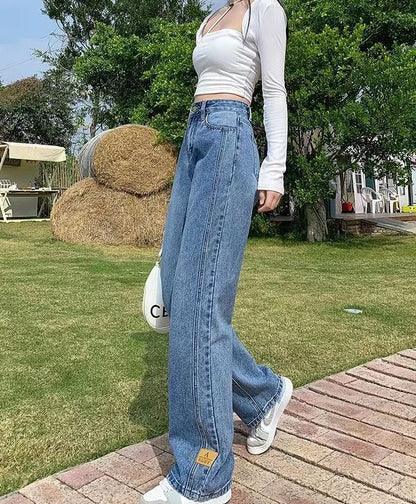 Denim Pants Woman High Waist Shot Straight Leg Trousers Jeans for Women with Pockets Office Retro Fashion Casual Luxury Designer