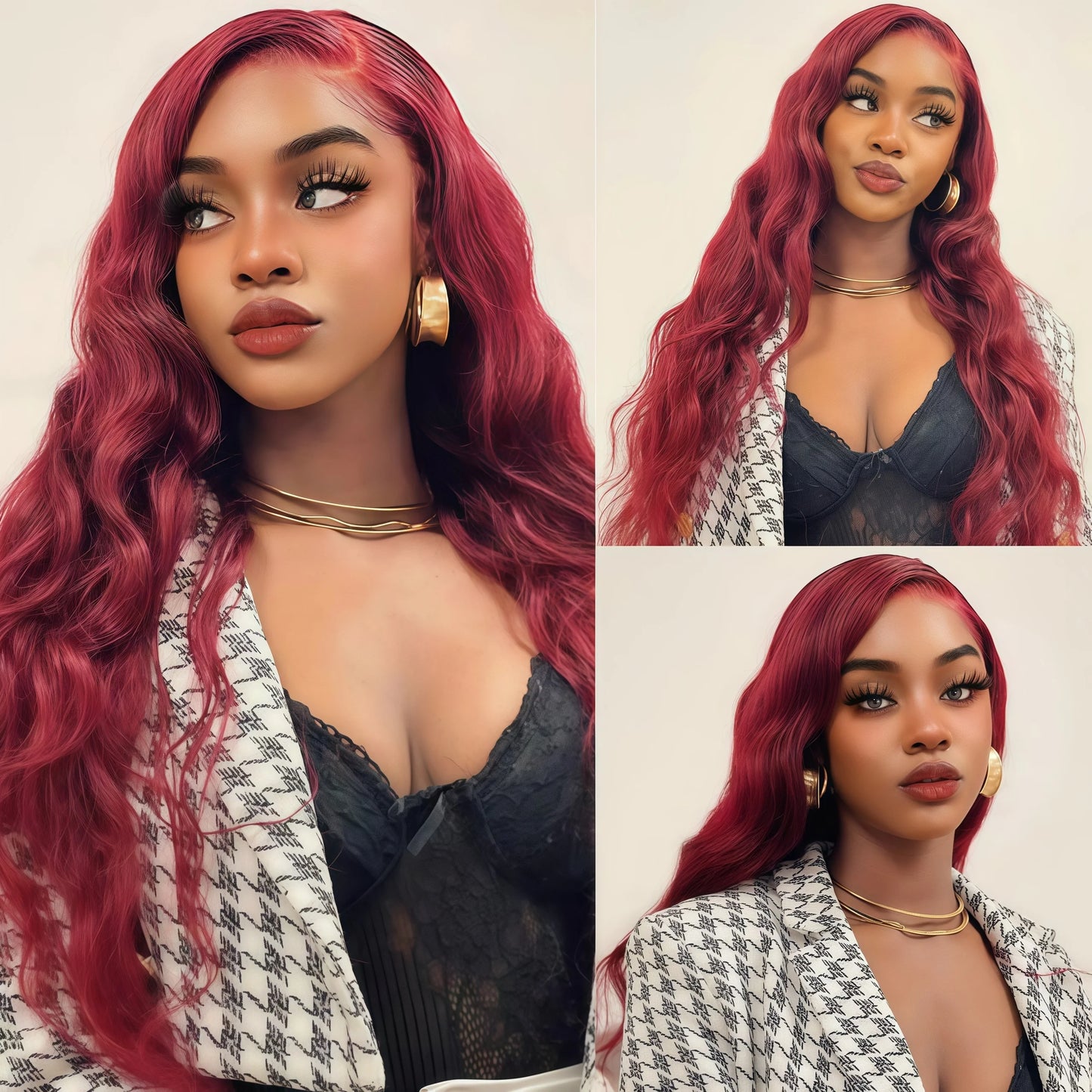 Long Wine Dark Red Wavy for Women Synthetic Free Part Loose Curly Burgundy Heat Resistant Fiber Wigs for Daily Party Cosplay