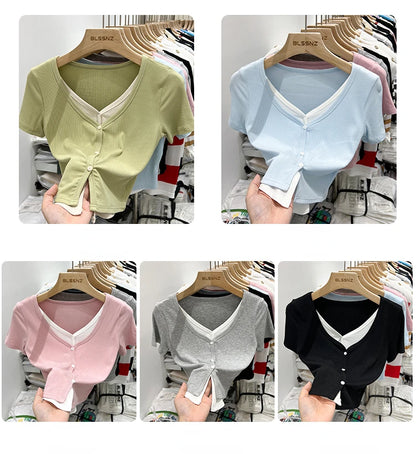 Summer Women T Shirt T-Shirt Woman Clothes Tops Tshirt Female Crop Top Tees Y2k Para Mujer Ropa De Mujer Roupas Feminina Traf