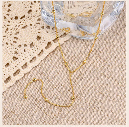Y-Shaped Round Bead Necklaces for Women Simple Metal Double Laryered Long Chain Drop Pendant Choker Necklaces Fashion Gifts