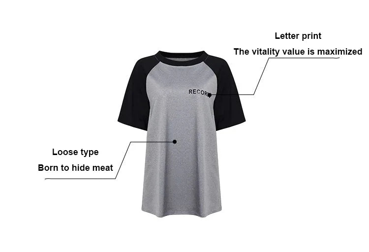 Yoga Top Women Fashionable Fitness Clothing Breathable Loose Short Sleeve Summer Running Sports Training T-shirt Plus Size