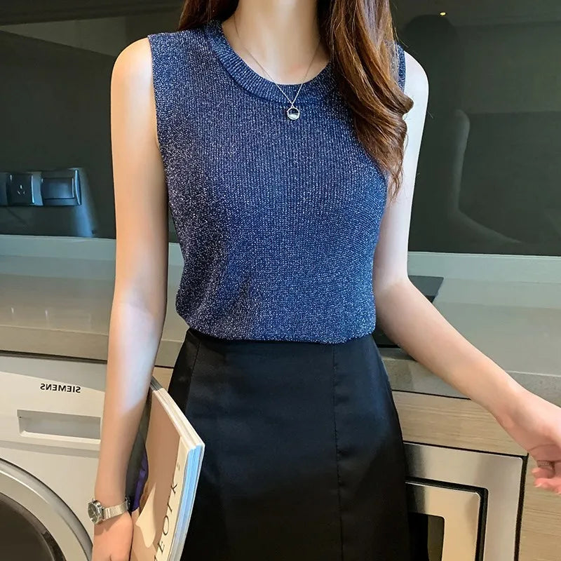 Summer Spring Fashion Tank Top Women Sleeveless Knitted T-Shirts Female Elastic Slim Casual Vests Tops Camis Pullover Shirts