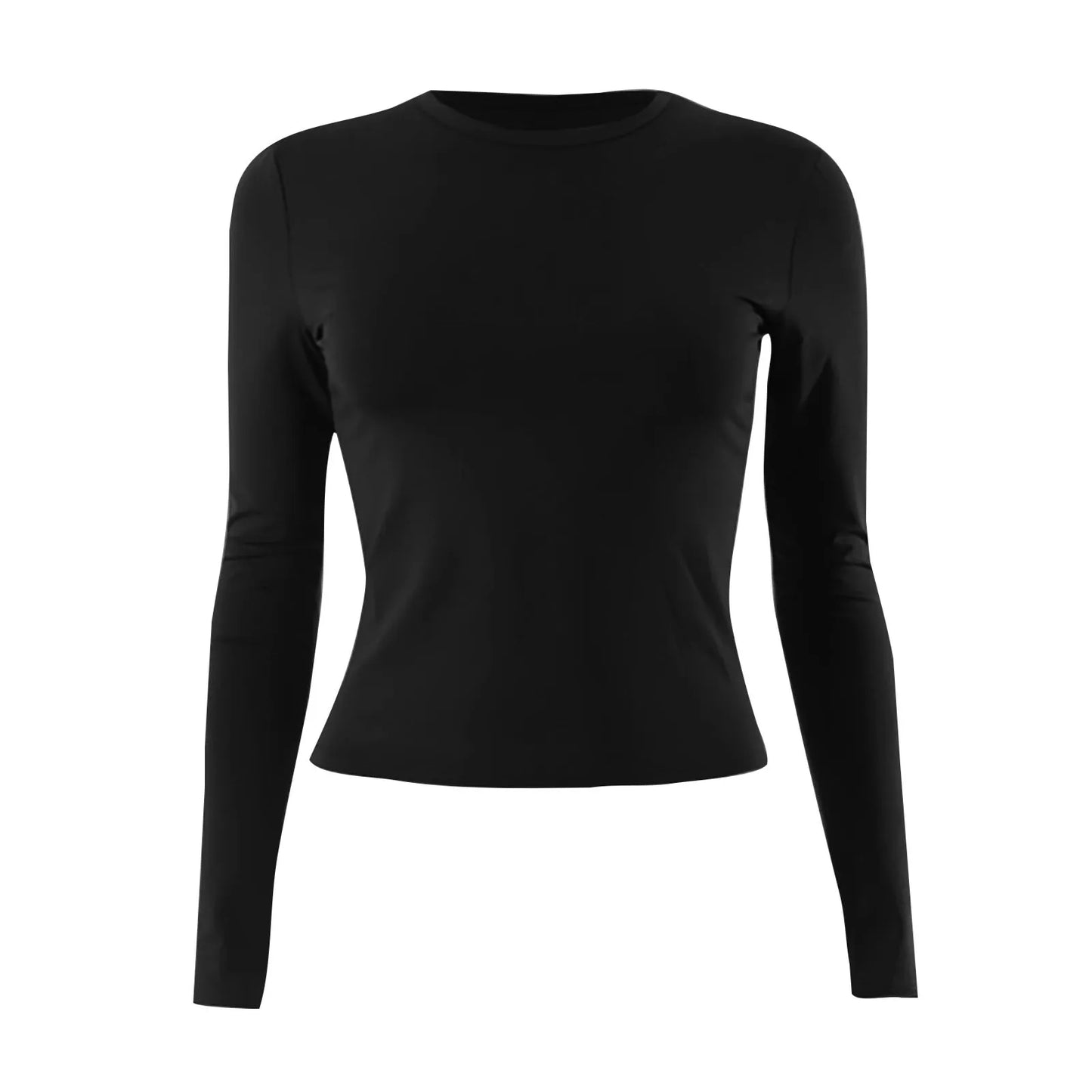 Women's Fashion Solid Colour Round Neck Long Sleeve T-Shirt Top Tops for Women Womens Tops and Blouses Trendy Womens Summer Tops
