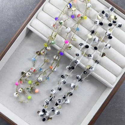 Bohemian Necklace for Women Ceramic Bead Pendant Golden Alloy Multi Retro Charms Jewelry.1Pcs. Trendy 2025