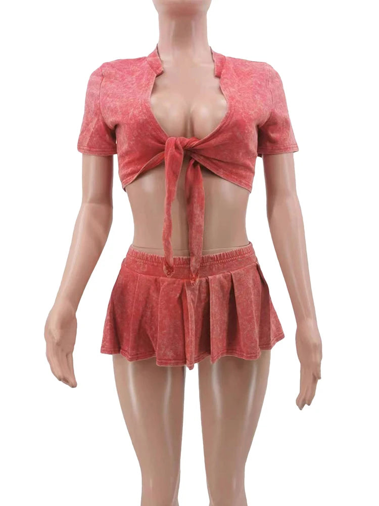 Skirt Sets Women 2 Piece Outfit Solid Color Streetwear Summer Outfit Ladies Wholesale Dropshipping