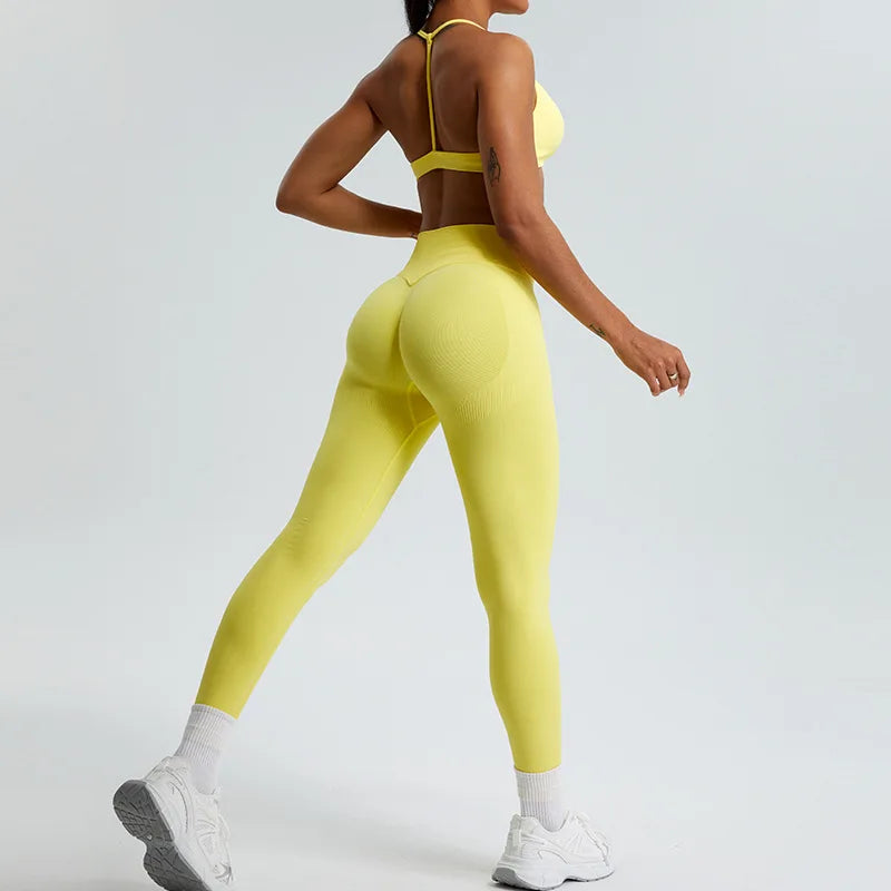 Women Yoga Pants High Waist Ribbed Sport Legging Gym Fitness Leggings Women Seamless Female Legging Tummy Control Running Tights