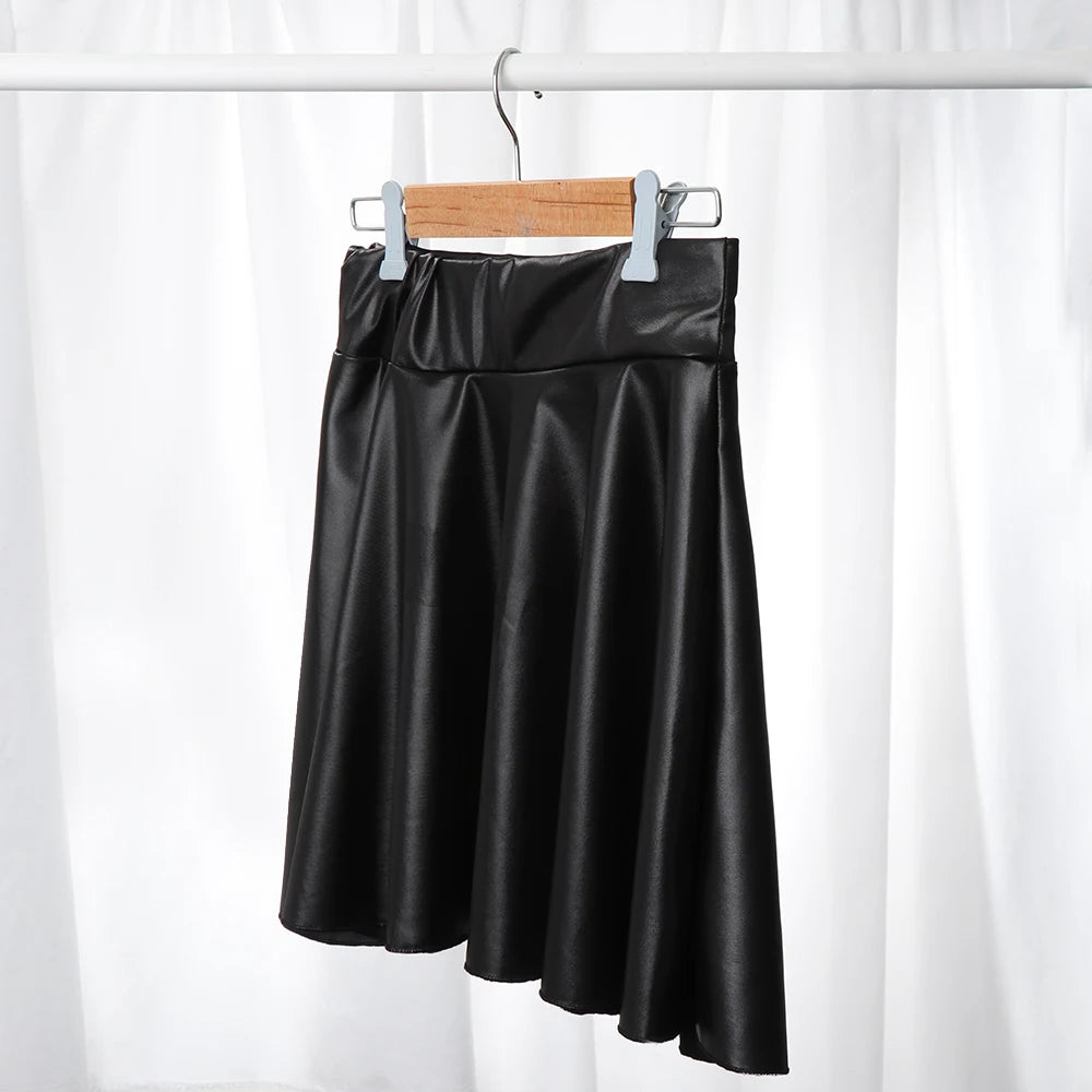 High Waist Elastic Mini Short Skirt Women Faux Leather Skirts