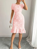 Dresses for Women Women's Dress Floral Print Puff Sleeve Dress