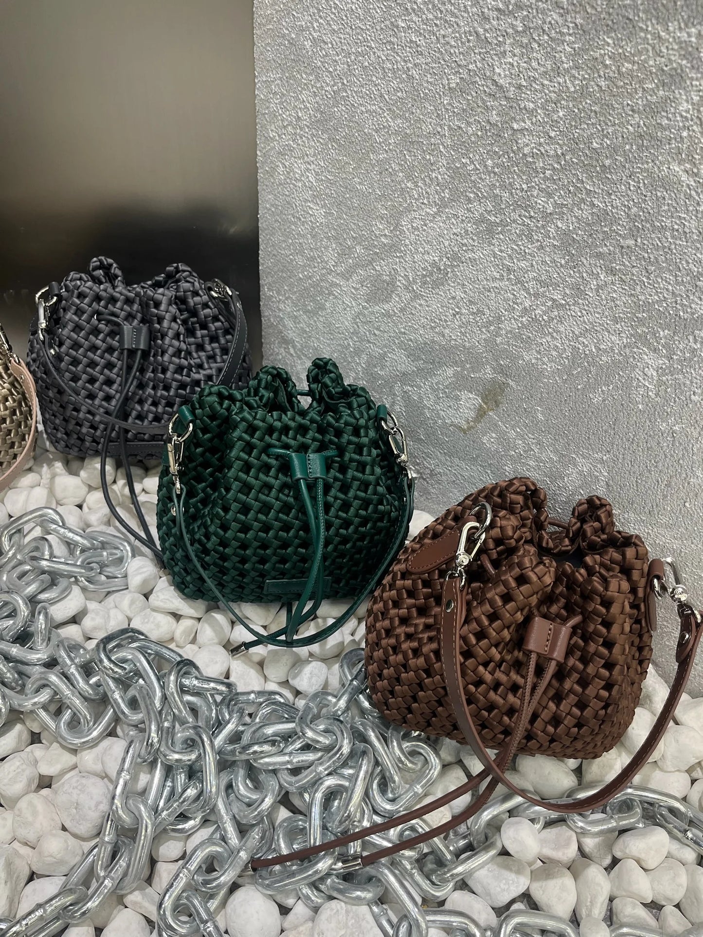 Tote bag woman Bucket bag handbags for women Nylon underarm purse European-style hand-woven bag for women