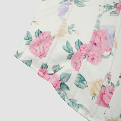 Women Floral Top Sexy Spicy Girl Tank Top Low cut Open Back Flower Wrapped Chest Diamond Fish Bone Strap Waist Vest Tank Top