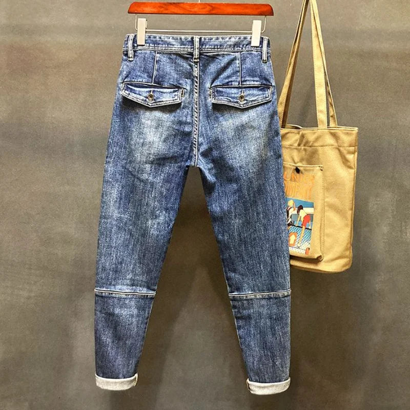 Jeans for Men Harem Torn High Quality Loose Mens Cowboy Pants Buggy Stylish Punk Boot Cut Vintage Ripped Washed Retro Trousers L