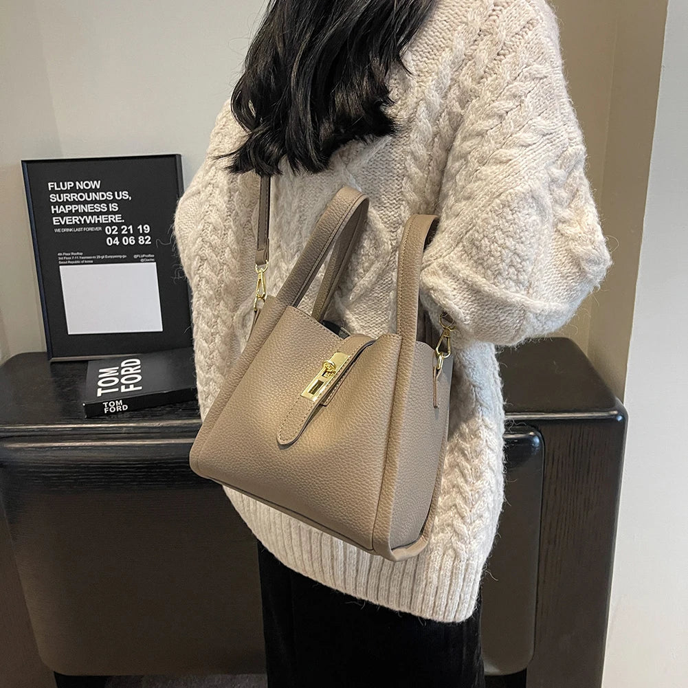 Stylish Bucket Bag for Women with Magnetic Closure Crafted from Durable PU Leather Ideal for Work and Travel Use