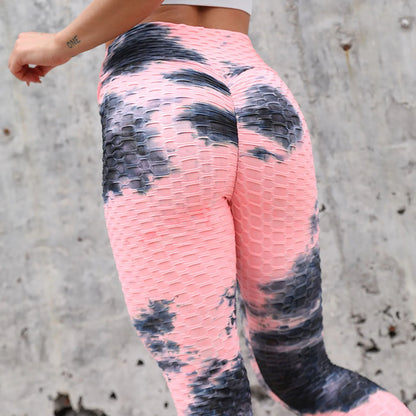 Yoga Pants Tie Dye Seamless Leggings Push Up Women Sports Fitness Contour Yoga Running Pants Elastic Nylon Tights Legging