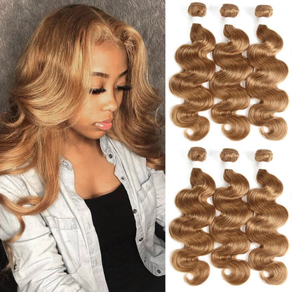 Body Wave Human Hair Bundles Honey Blonde Colored Human Hair Weave Bundles Brazilian Remy Hair Bundle Deals 1 PC KEMY HAIR