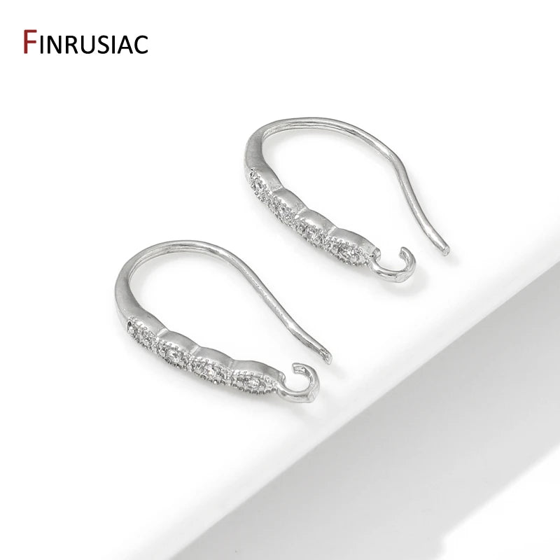 18K Gold Plated Brass Crystal Earrings Findings Earwire Clasps Hooks For DIY Women Handmade Earrings Accessories Wholesale