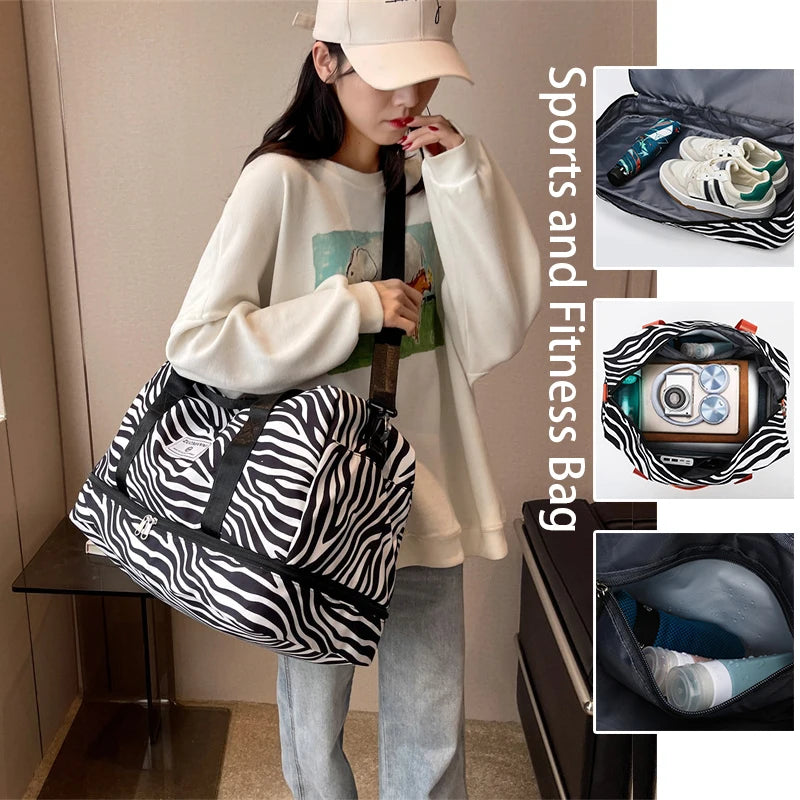 Large Gym Duffel Bag for Women and Men Travel Bag with Shoe and Wet Clothes Compartments Carry On Shoulder Tote Bags