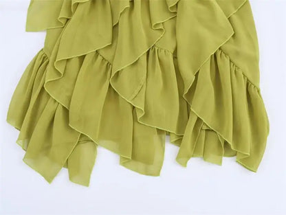 Skirts Summer Women's 2025 New Chic Women's Elegant Cascading Holiday Skirts Street Leisure Youth Fashion Long Skirts