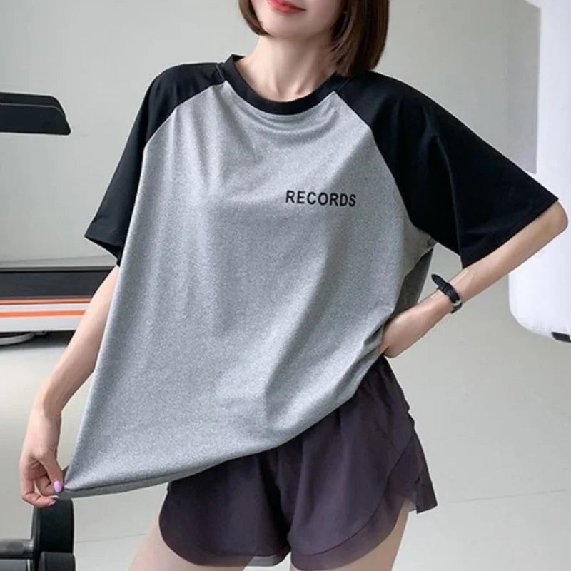 Yoga Top Women Fashionable Fitness Clothing Breathable Loose Short Sleeve Summer Running Sports Training T-shirt Plus Size