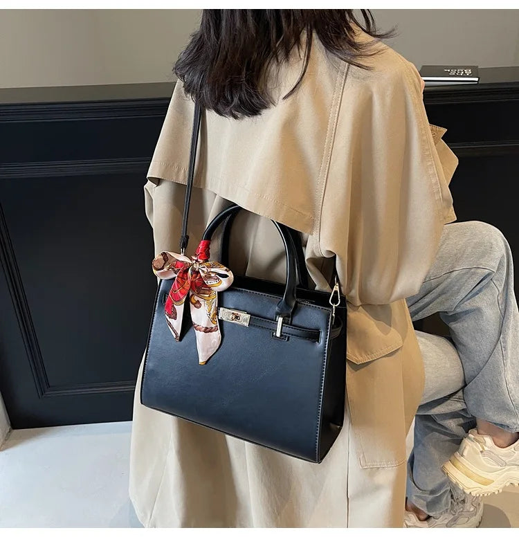 2025 New! Women's Red Tote Bag - Light Luxury, Large Capacity, Elegant Design, Versatile for Work & Party, Premium PU Leather