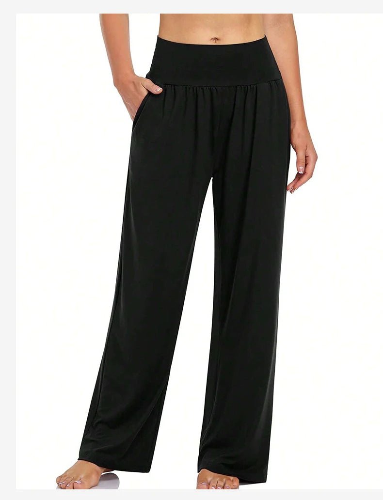 Womens Wide Leg Yoga Pants High Waisted Comfy Casual Loose Pants Workout Plus Size Lounge Sweatpants with Pockets