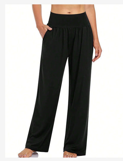 Womens Wide Leg Yoga Pants High Waisted Comfy Casual Loose Pants Workout Plus Size Lounge Sweatpants with Pockets