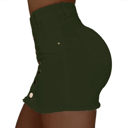 Women's Clothing Skirts 2025 new casual fashion high waist solid color hip hugging short skirt denim single breasted half skirt