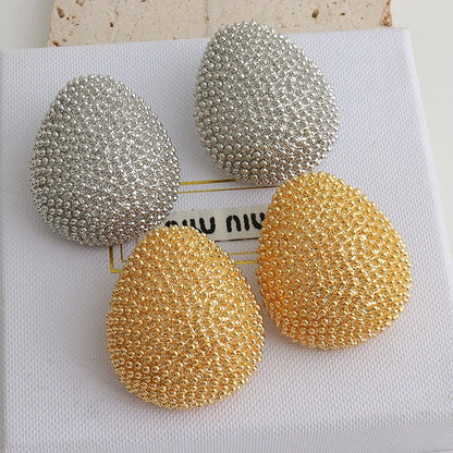 Modern Jewelry Popular Design Bead Feeling Metal Oval Teardrop Earrings For Women Party Gifts Exaggerative Ear Accessories