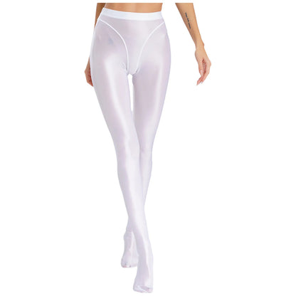 Womens Gymnastic Yoga Pants Leggings High Waist Stretchy Glossy Pantyhose Silky Skinny Pantyhose Role Play Nightclub Wear