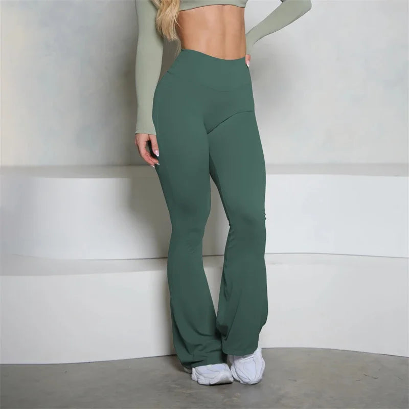Bum New Yoga Pants Flare Scrunch Butt Pants Women Bell Bottoms Yoga Leggings High Waist Gym Fitness Pants Stretch Workout
