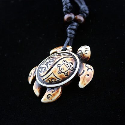 Turtle Necklace for Women Men Yak Bone Tortoise Hawaii Tribal Surfer Necklace Sea Turtles Pendants Necklaces