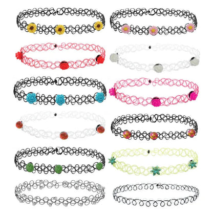 Lace Chokers Necklaces for Women Girls Ladies Vintage Flower Bead Circles Neck Jewelry Colourful Sexy Pink Black Fashion Velvet