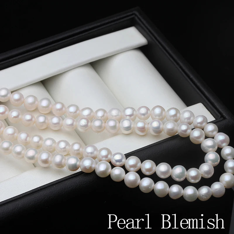 Women's Necklace White Natural Freshwater Round Long Pearl Necklace Bride Weddings Gift Pearl Sweater Chains