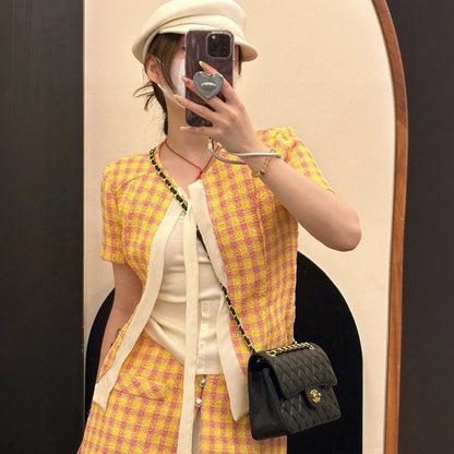 2025 New Women's High Fashion Sense Tops Half Skirt Suit Star Same Style Playful Cute Sweet Women's 2 Piece Suit