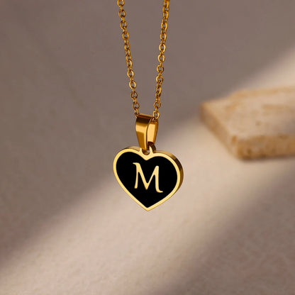 Initial Letter Necklaces for Women Clavicle Chain Heart Pendant Necklaces Alphabet Stainless Steel Jewelry Freeshipping collares