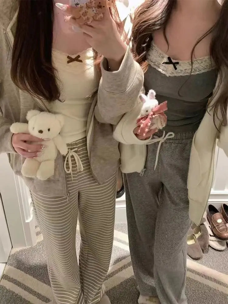 Women Camisole Tank Tops Sexy Bow Sleeveless Corset Top with Chest Pad Sweet Lace Patchwork Crop Tops Summer Slim Elegant Camis