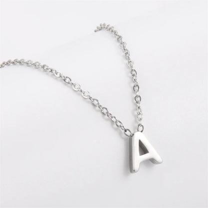 Initial A-Z Letter Necklaces for Women Elegant Chains Choker 26 Alphabet Pendant Necklace Stainless Steel Jewelry collier femme