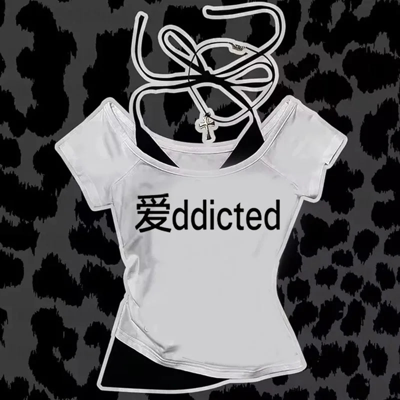 Punk Tops Women Clothes Streetwear Aesthetic Sexy Backless Gothic Grunge Femme Camis Vintage Graphic Tee Emo Girl Y2k Crop Top