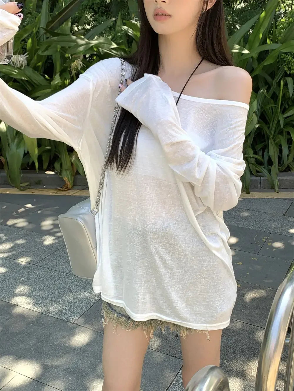Women T-Shirts Casual Loose New Slightly Transparent O Neck Female Top Thin Sun Protection Tees Spring Summer 2025