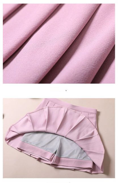 Women's Skirts Japanese Fashion School Clothes Brown Pleated Saias Femininas Girls Red Ropa Para Mujer Mini Skirt With Shorts