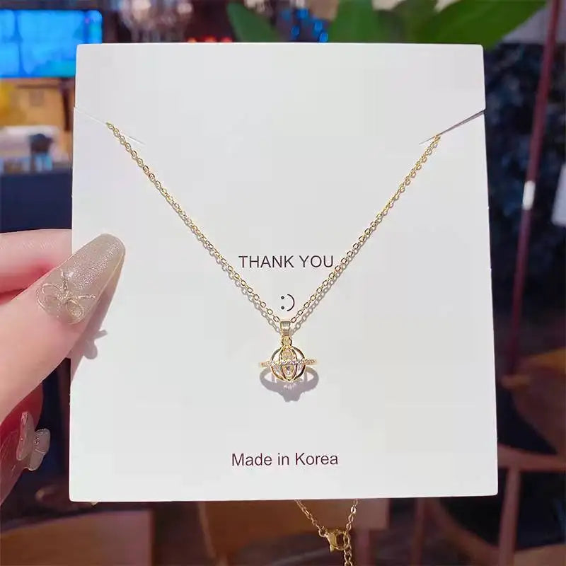 Cute Anime Necklaces For Women Crystal Bear Cartoon Pendant Necklace 2023 Luxury Clavicle Chain Fashion Korean Jewelry Wholesale