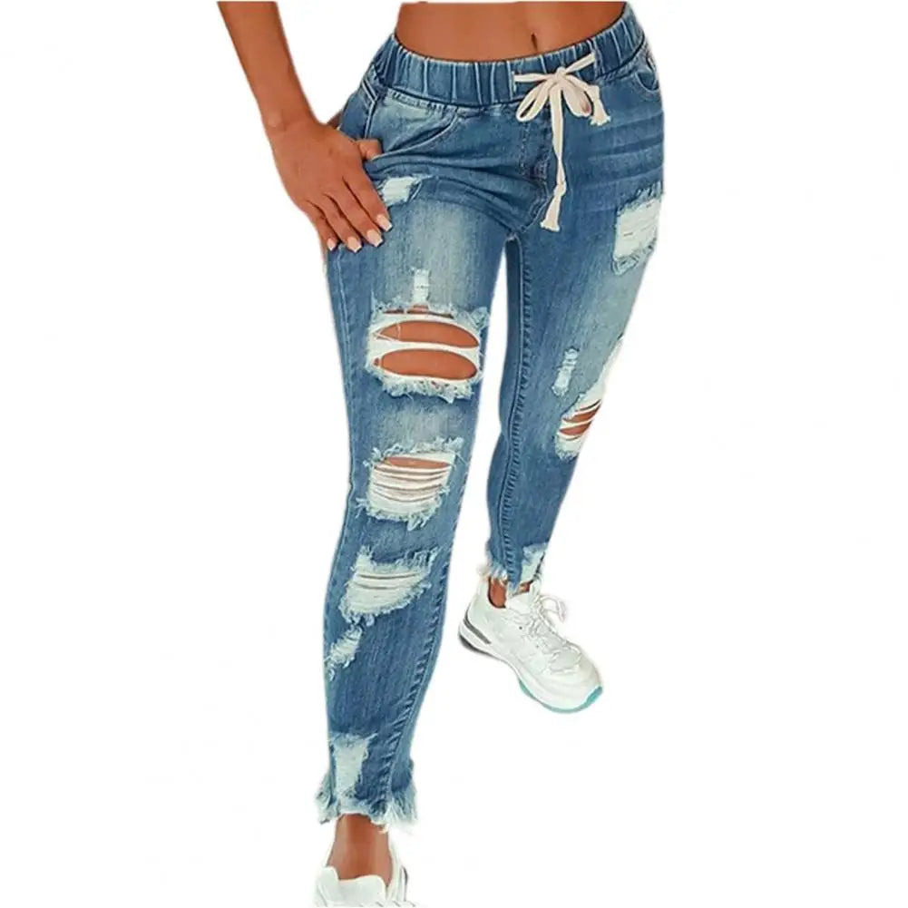 4XL Women Jeans Ripped Vintage Woman's Distressed Jeans Streetwear Hip Hop High Waist Pants Skinny Denim Trousers джинсы женские