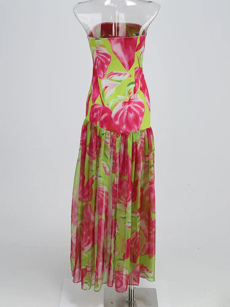 Birthday Dress for Women Brithday Party Outfits Sexy Strapless Prom Gown Retro Print Evening Dresses Luxury 2024 Woman Clothes