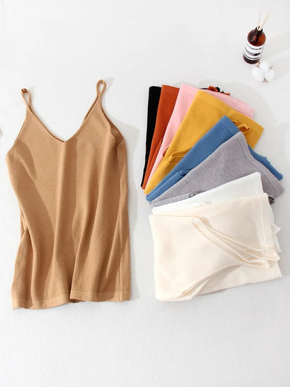 Women Knitted Top Straps Basic Summer Tank Tops For Women 2023 Camisoles T Shirts Women Tops Summer Pulovers Woman Summer Tops