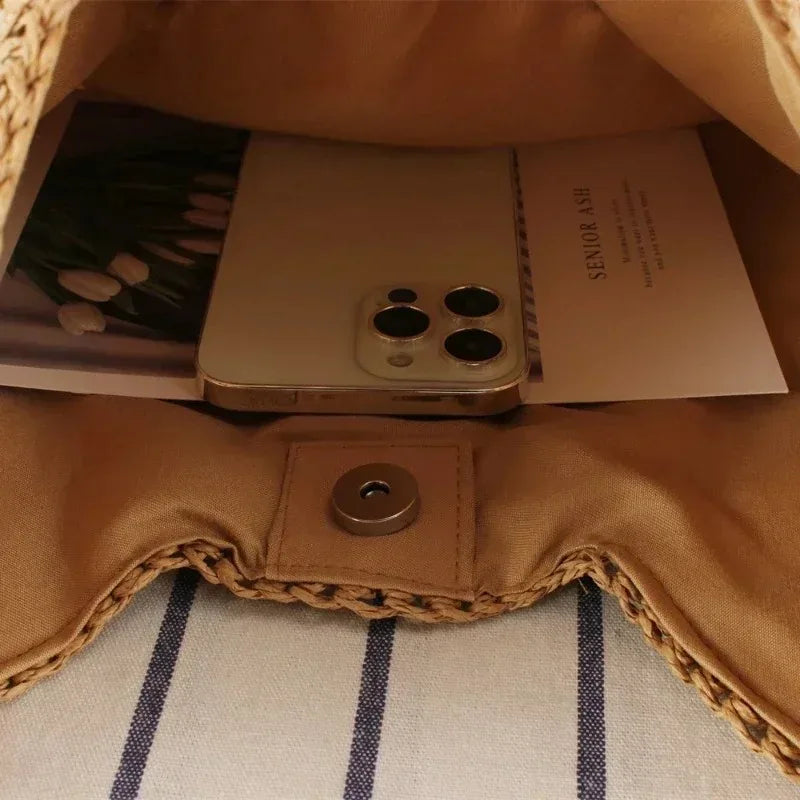 Women Weaving Clutches knit bag Large Portable Shoulder Bag Summer Beach Purses Shopper Satchel Female Tote Bags Handbags