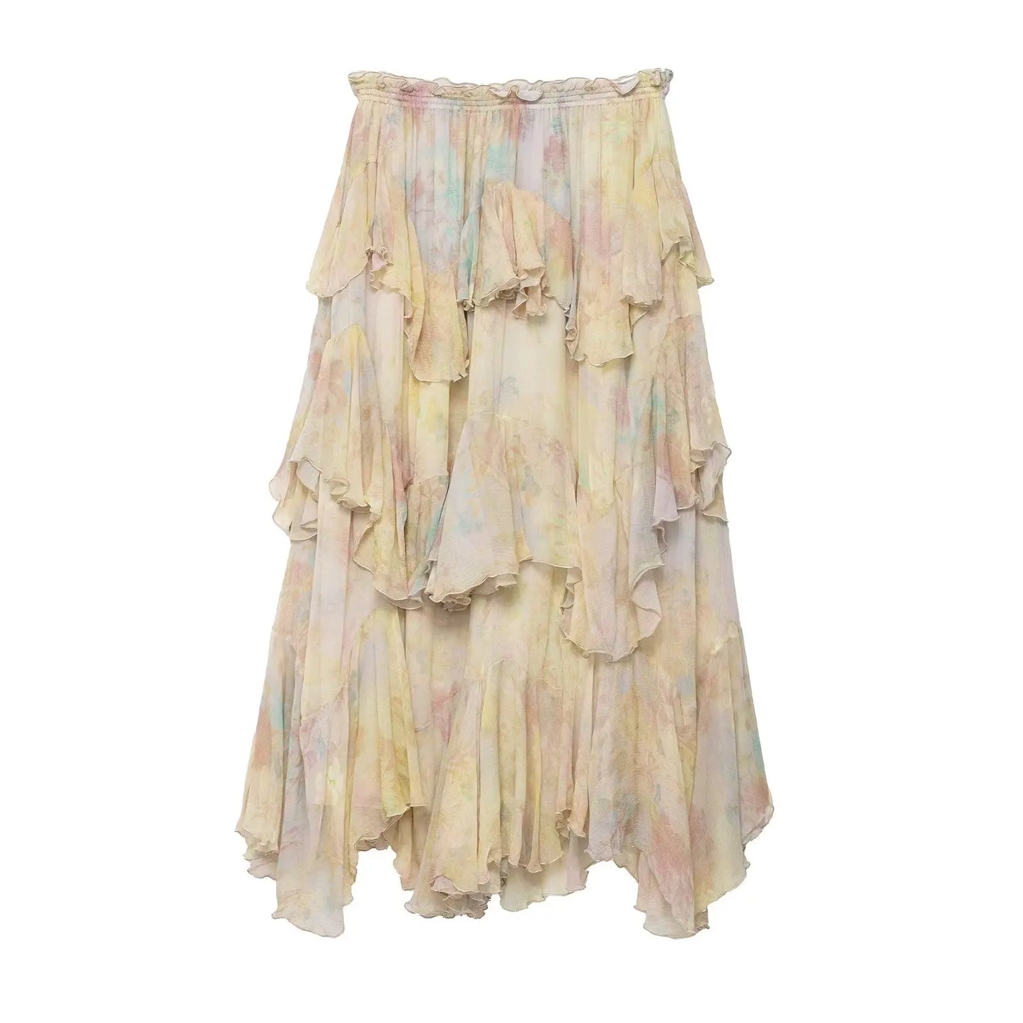 New Woman Skirts Features Printed Fabric With Elastic Waistband Mid-Rise Tierred Hem Long Skirts Prairie Chic Casual For Party