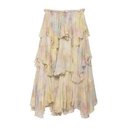 New Woman Skirts Features Printed Fabric With Elastic Waistband Mid-Rise Tierred Hem Long Skirts Prairie Chic Casual For Party