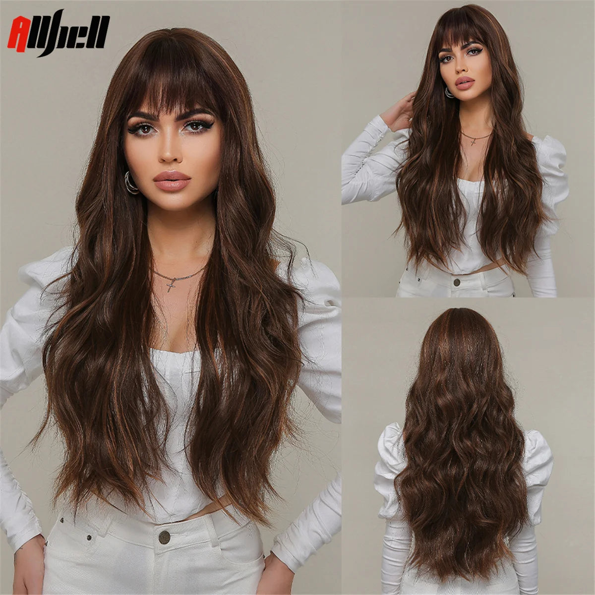 Long Wavy Wine Red Synthetic Wigs Natural Wave Afro Wigs With Bangs for Black Women Cosplay Costume Wig Heat Resistant Fiber