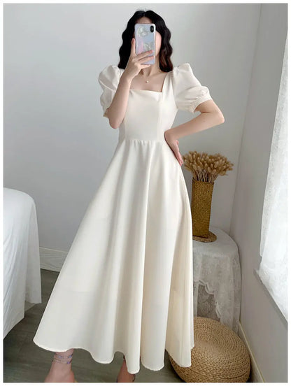 Dresses for Women 2023 Spring New White Dress Women's White Skirt Waist Slimming Temperament Over-the-knee Long Skirt Summer