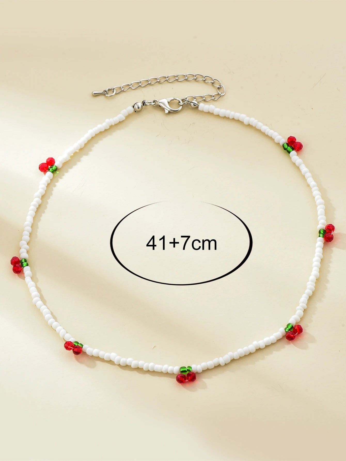 Long Way New Summer Lovely Rice Beaded Beaded Necklace Fresh With Strawberry Cherry Necklace Women