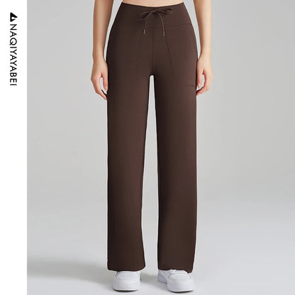 Women's High Waist Stretch Yoga Pants Quick Dry Breathable Loose Running Pants Gym Outdoor Training Pants